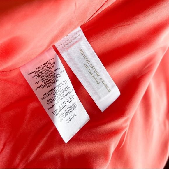 Ann Taylor 00P NWT Petite Linen & Shell Corral Orange Blazer 1 Button & Pockets - Picture 14 of 14